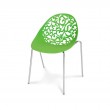 Openwork chair on metal chrome legs for the terrace to the garden Floral green