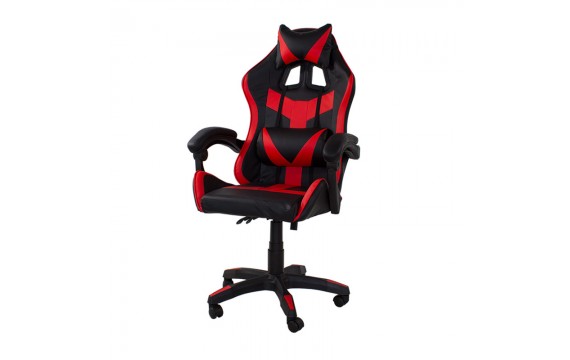 Scaun de birou, scaun gaming cu găleată, piele ecologică, Negru/Roșu