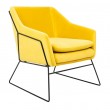 EMMA VELVET armchair, yellow velvet - black metal base