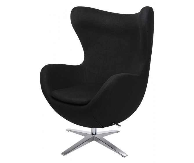 Armchair EGG WIDE black.4 - wool, steel base