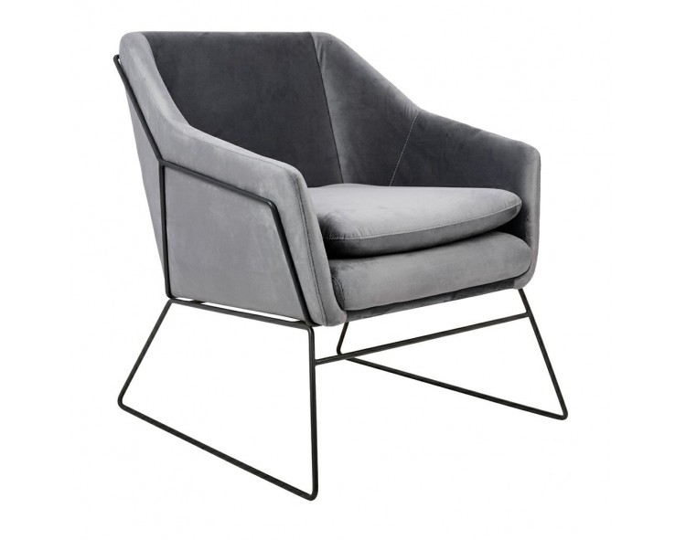 EMMA VELVET armchair, dark gray velvet - black base