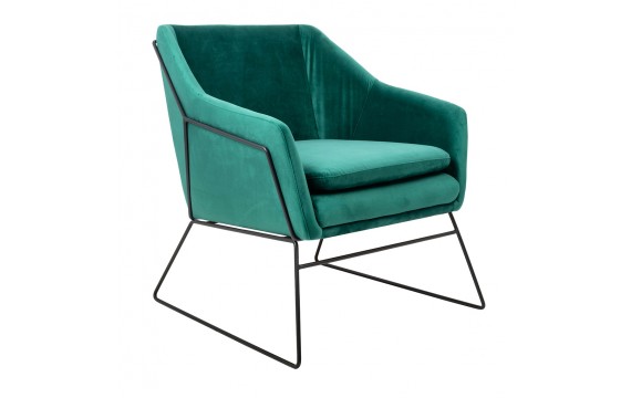 EMMA VELVET armchair, dark green velvet - black base