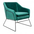 EMMA VELVET armchair, dark green velvet - black base