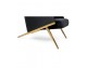 HAMPTON VELVET black armchair, black eco-leather - gold base