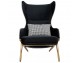 HAMPTON VELVET black armchair, black eco-leather - gold base