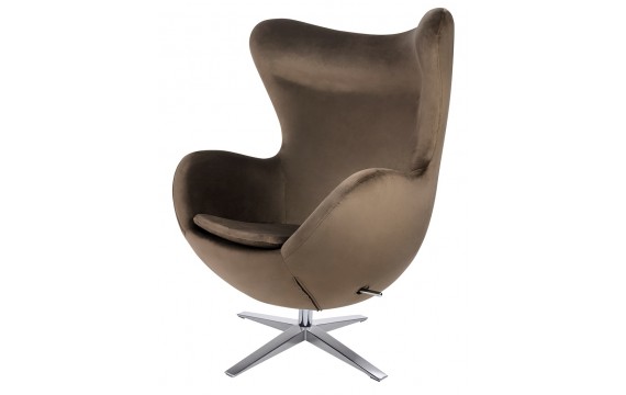 Armchair EGG WIDE VELVET, dark brown.81 - velvet, steel base