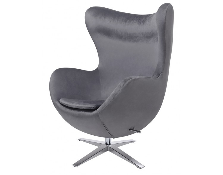 Armchair EGG WIDE VELVET, dark grey. 40 - velvet, steel base