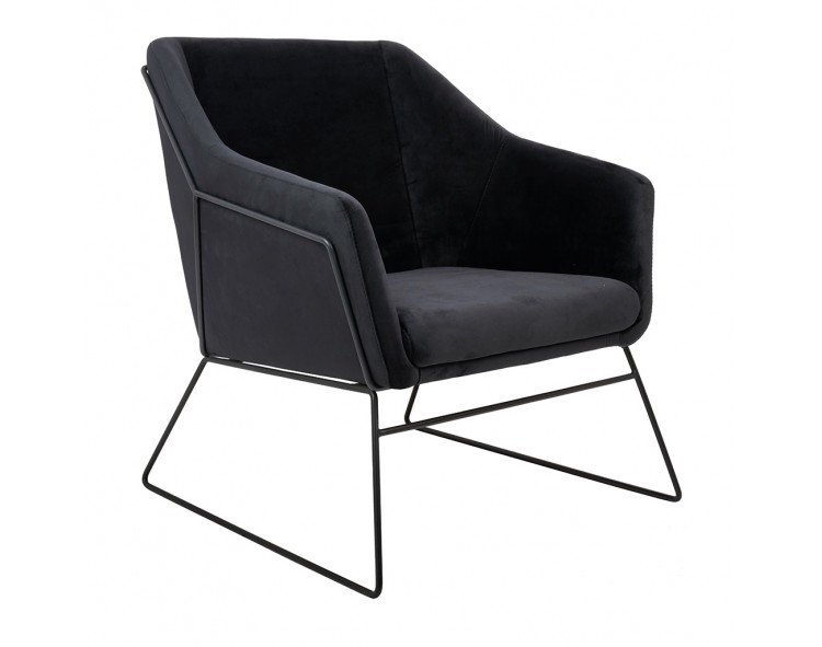 EMMA VELVET armchair, black velvet - black base