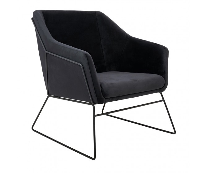 EMMA VELVET armchair, black velvet - black base