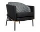 GUBI armchair, black PU / houndstooth