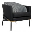 GUBI armchair, black PU / houndstooth