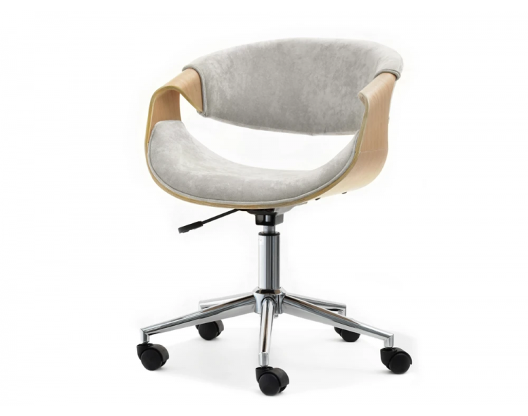 Scandinavian Rapid swivel office chair, ash-gray oak, made of wood and fabric, chrome leg