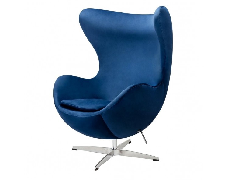 EGG CLASSIC VELVET armchair, dark blue - velvet, aluminum base