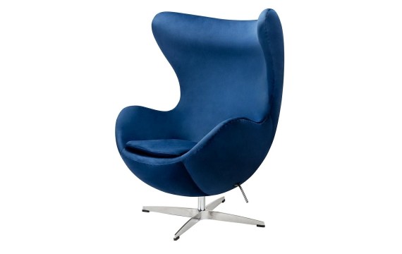 EGG CLASSIC VELVET armchair, dark blue - velvet, aluminum base