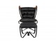 ARNI HIGH armchair with black footstool - eco-leather, brushed steel