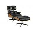 LOUNGE HM SOFT PREMIUM WIDE fotoliu cu taburet negru - placaj de nuc, piele naturala