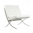 Armchair BARCELON white - eco-leather, polished steel