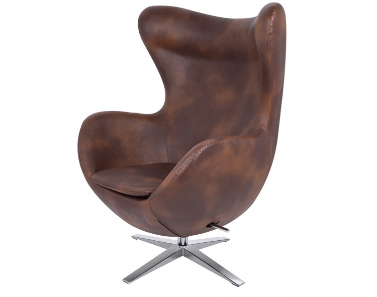 EGG armchair WIDE PU brown vintage cognac