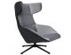 VITA VELVET swivel armchair, dark gray velvet, black eco-leather