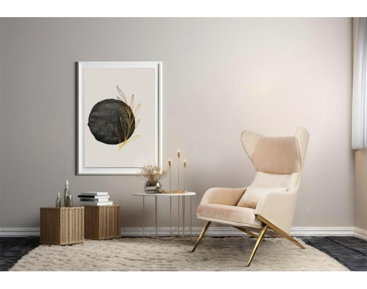 HAMPTON VELVET armchair, beige eco-leather - gold base