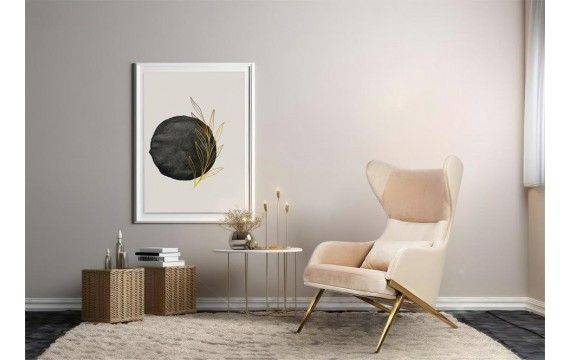 HAMPTON VELVET armchair, beige eco-leather - gold base