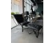 ARNI HIGH armchair with black footstool - eco-leather, brushed steel