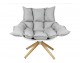 STAR gray armchair - gray fabric, wooden base and fiberglass