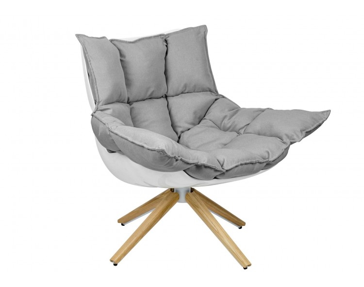 STAR gray armchair - gray fabric, wooden base and fiberglass