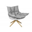 STAR gray armchair - gray fabric, wooden base and fiberglass