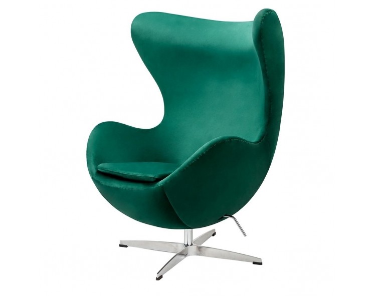 EGG CLASSIC VELVET green armchair - velvet, aluminum base