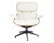 LOUNGE white armchair with footstool - natural leather, rose plywood