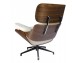 LOUNGE armchair white / walnut with footstool