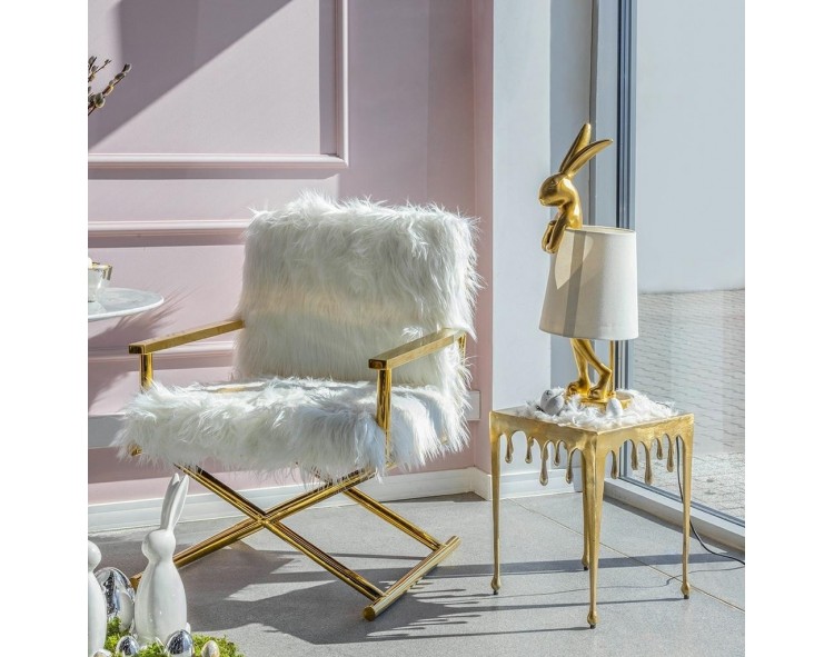 Armchair MR . FLUFFY white/gold