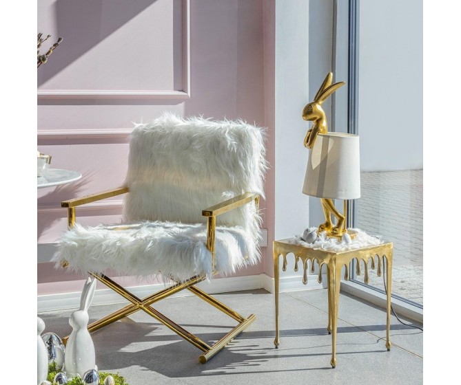 Armchair MR . FLUFFY white/gold