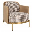 VENICE armchair, white and brown houndstooth fabric - gold base