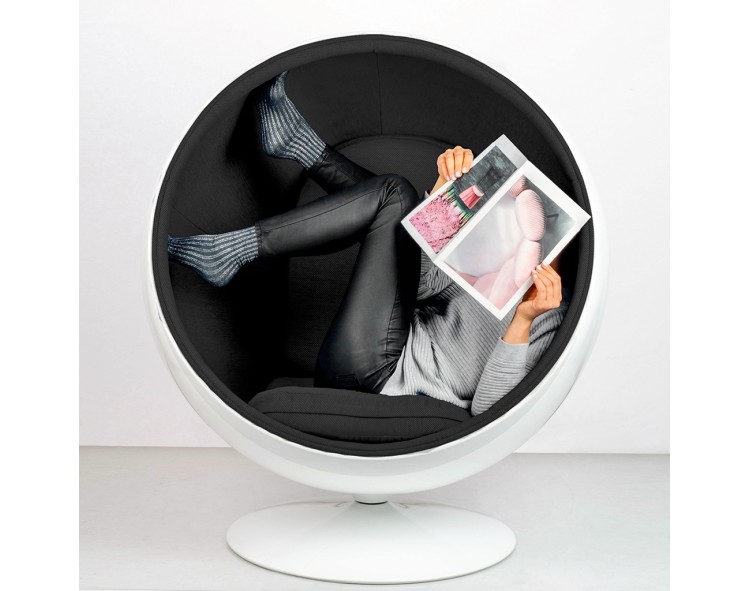 BALL armchair, white and black - fiberglass