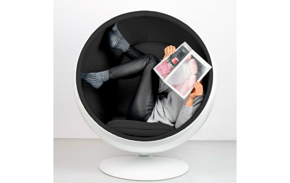 BALL armchair, white and black - fiberglass