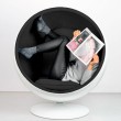 BALL armchair, white and black - fiberglass