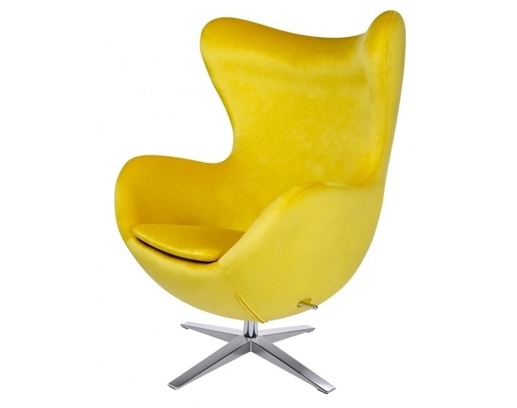 EGG WIDE VELVET armchair, yellow.20 - velvet, steel base