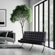 BARCELON PRESTIGE PLUS two-seater sofa, black - selected Italian natural leather, steel