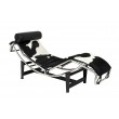 Deck chair DIVANO PONY black and white - natural leather, chrome