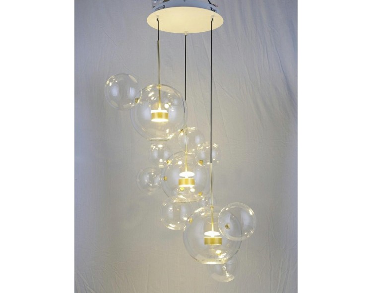 CAPRI LINE 7 gold hanging lamp - 420 LEDs, aluminum, glass