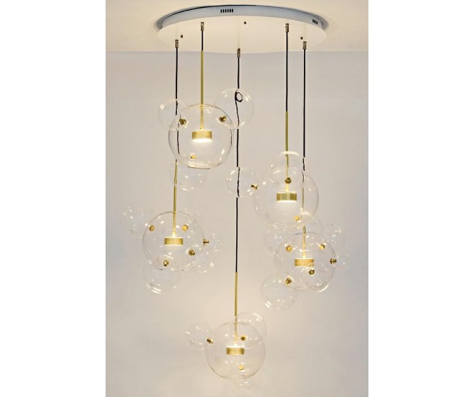 CAPRI LINE 7 gold hanging lamp - 420 LEDs, aluminum, glass