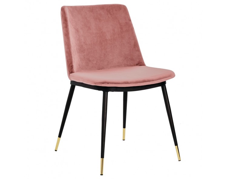 DIEGO chair, dirty pink - velvet, black and gold base