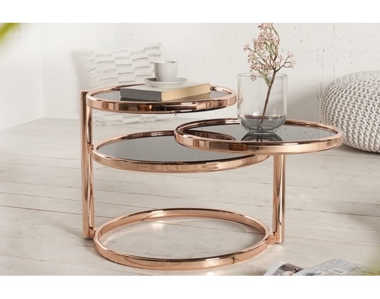 INVICTA ART DECO 3 extendable table, copper