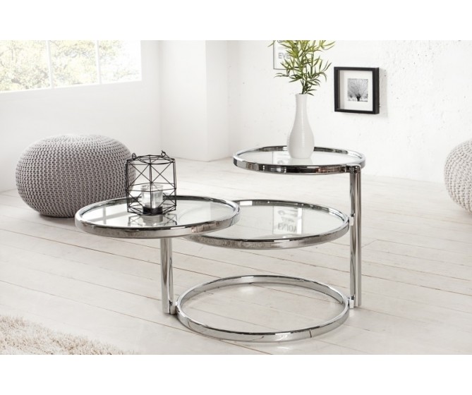 INVICTA ART DECO extendable table 3 chrome