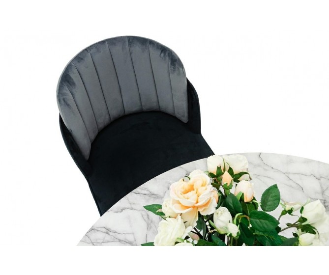 MARCEL chair, black and gray - velvet, black and silver base