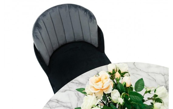 MARCEL chair, black and gray - velvet, black and silver base