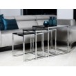 ACTONA CROSS TRIO black table set - glass, chrome