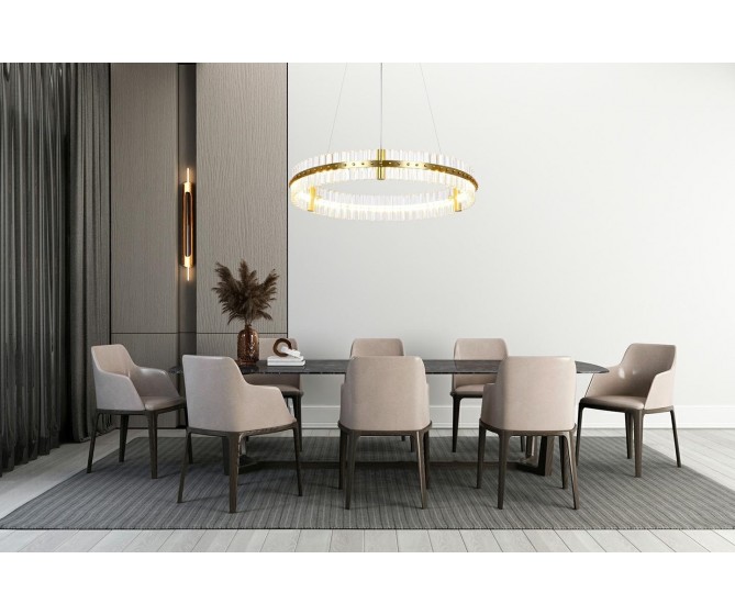 Lampa suspendata MOOSEE SATURNUS 85 gold - LED, cristal, otel satinat